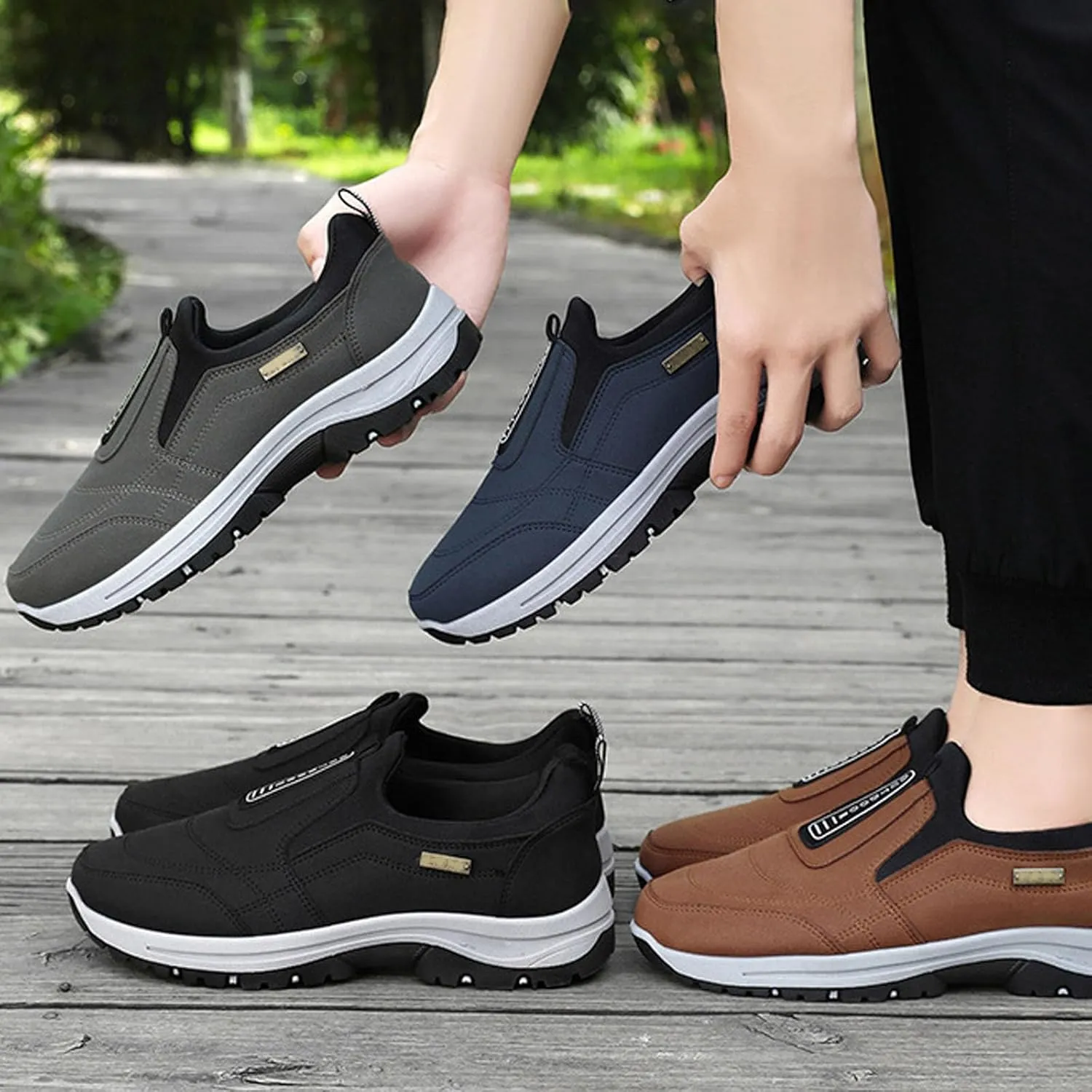 Orthopedic Walking Shoes, Men's Comfortable Waterproof Breathable Orthopedic Walking Shoes Hiking Shoes