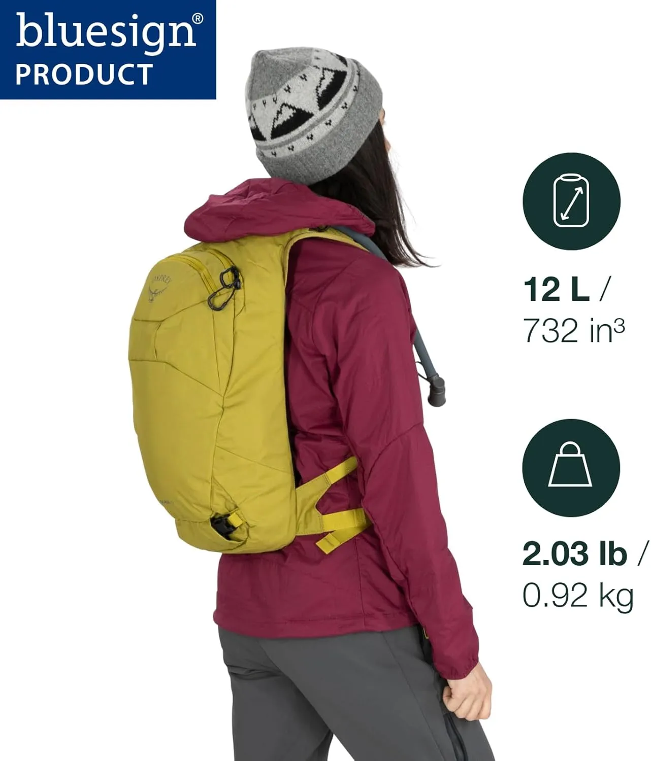 Osprey Glade 12L Ski and Snowboard Backpack with Hydraulics Water Reservoir, Celestine Blue