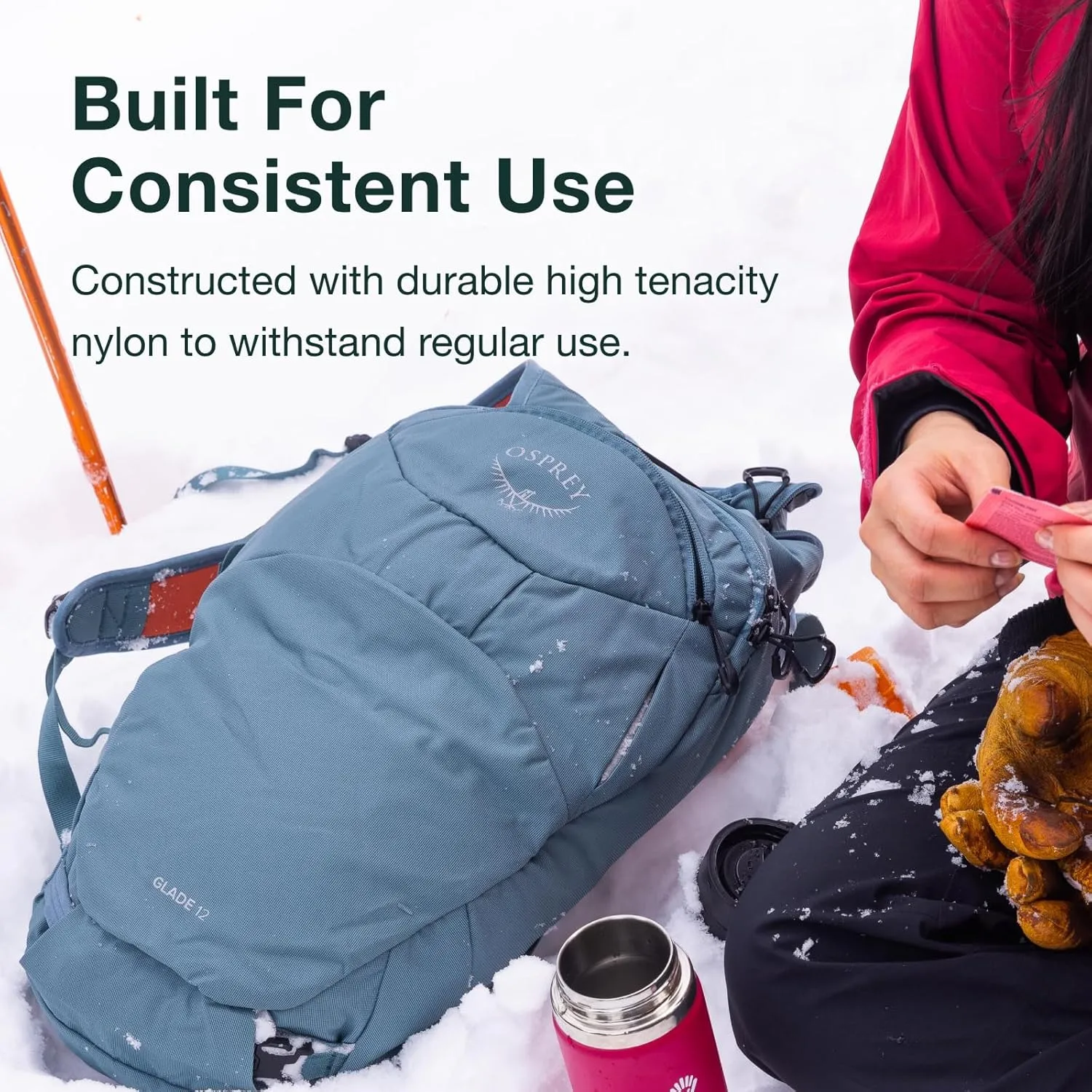 Osprey Glade 12L Ski and Snowboard Backpack with Hydraulics Water Reservoir, Celestine Blue