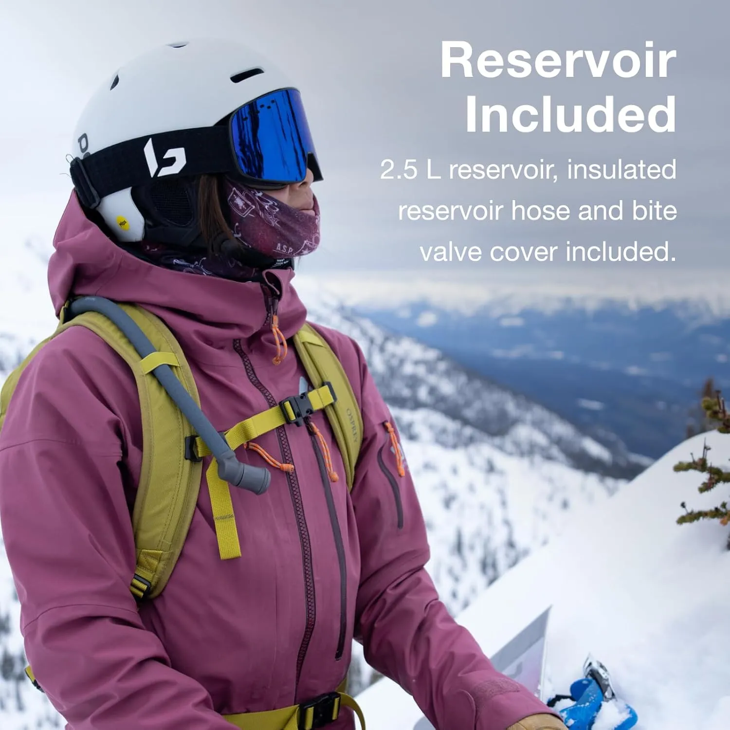 Osprey Glade 12L Ski and Snowboard Backpack with Hydraulics Water Reservoir, Celestine Blue