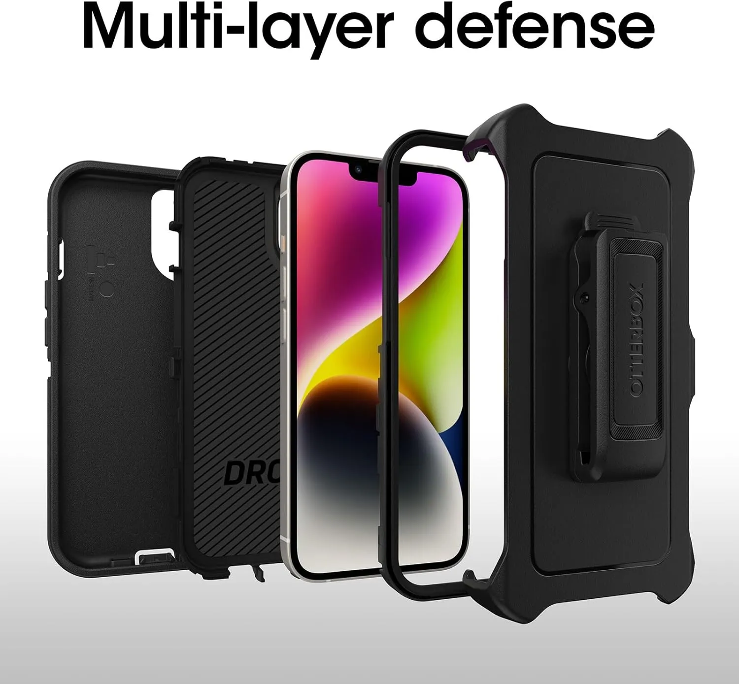 OtterBox iPhone 14 & iPhone 13 (Only) - Defender Series Case - Black - Rugged & Durable - with Port Protection - Includes Holster Clip Kickstand - Non-Retail Packaging