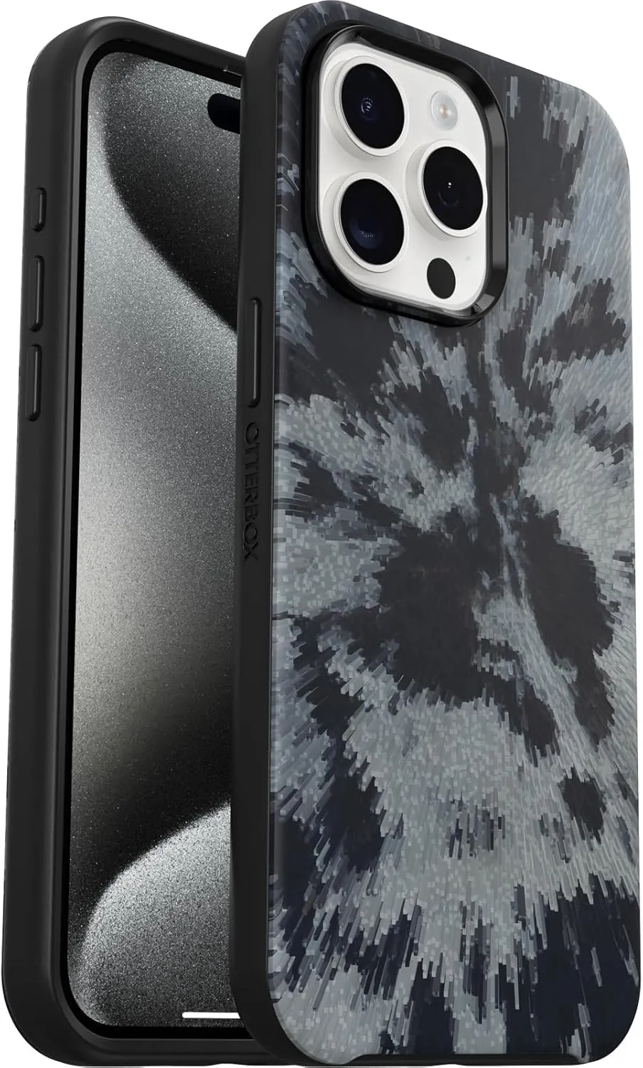OtterBox iPhone 15 Pro MAX (Only) Symmetry Series Case - Burnout Sky (Black), Snaps to MagSafe, Ultra-Sleek, Raised Edges Protect Camera & Screen