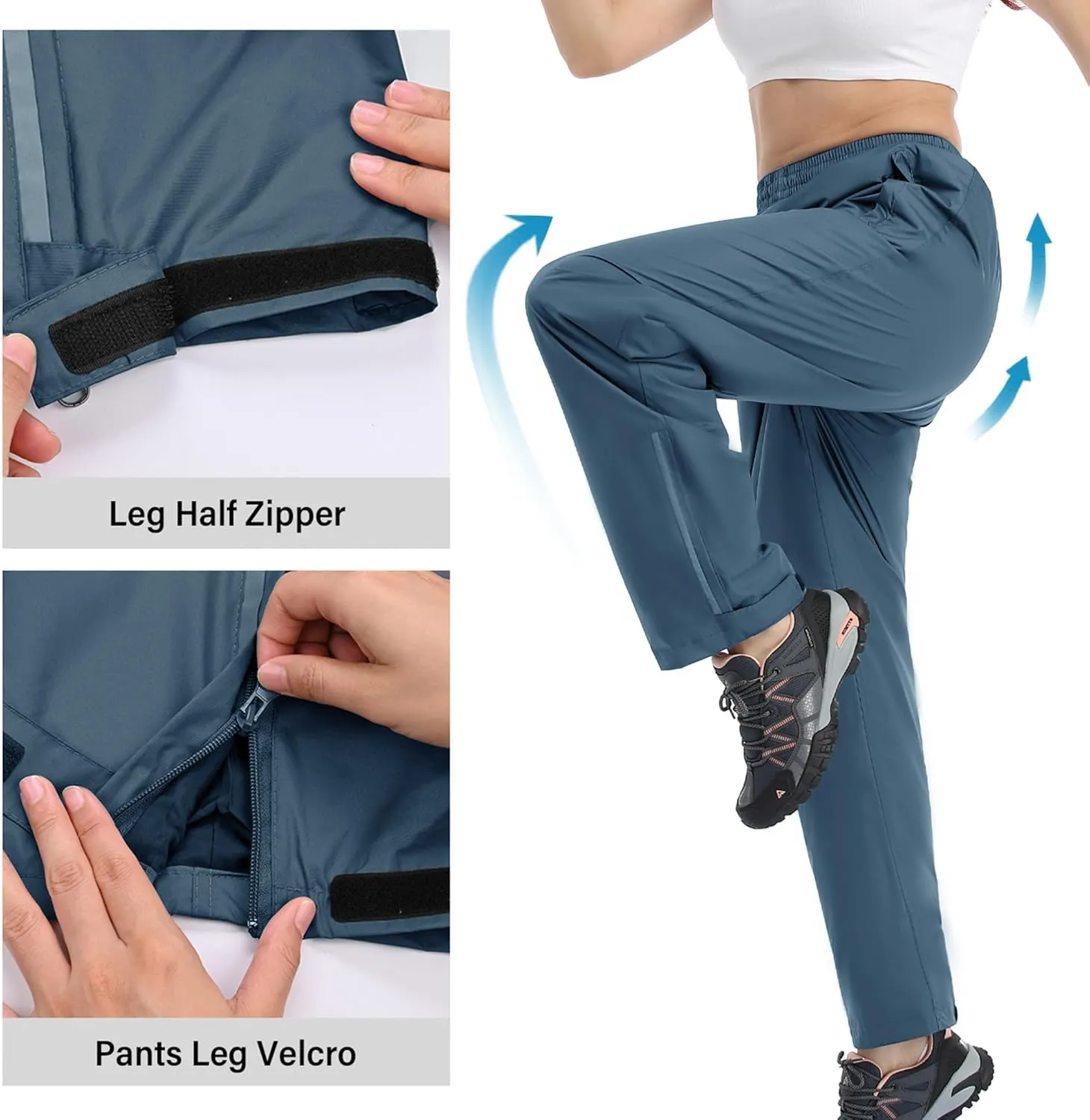 Ourcan Rain Pants Women Waterproof Pants Lightweight Breathable Hiking Cycling Outdoor with Pocket