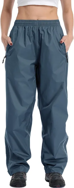Ourcan Rain Pants Women Waterproof Pants Lightweight Breathable Hiking Cycling Outdoor with Pocket