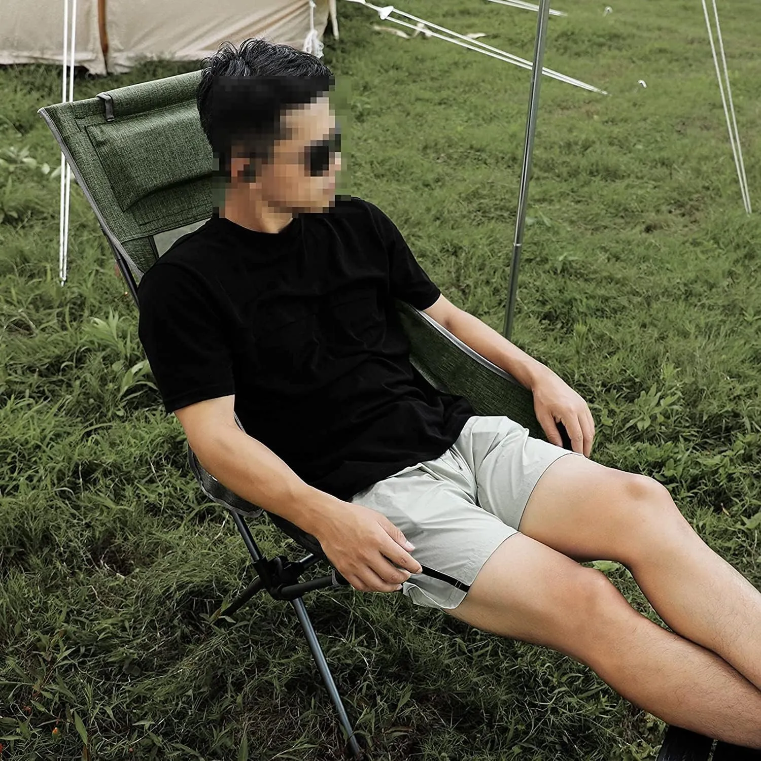 Outdoor Chair Folding Camping Chair Outdoor High Back Camping Chair Portable Folding Seat With Mesh Backrest Camping Fishing Stool With Quilted Pillow Camping Chair Foldable Chair ( Color : Green )