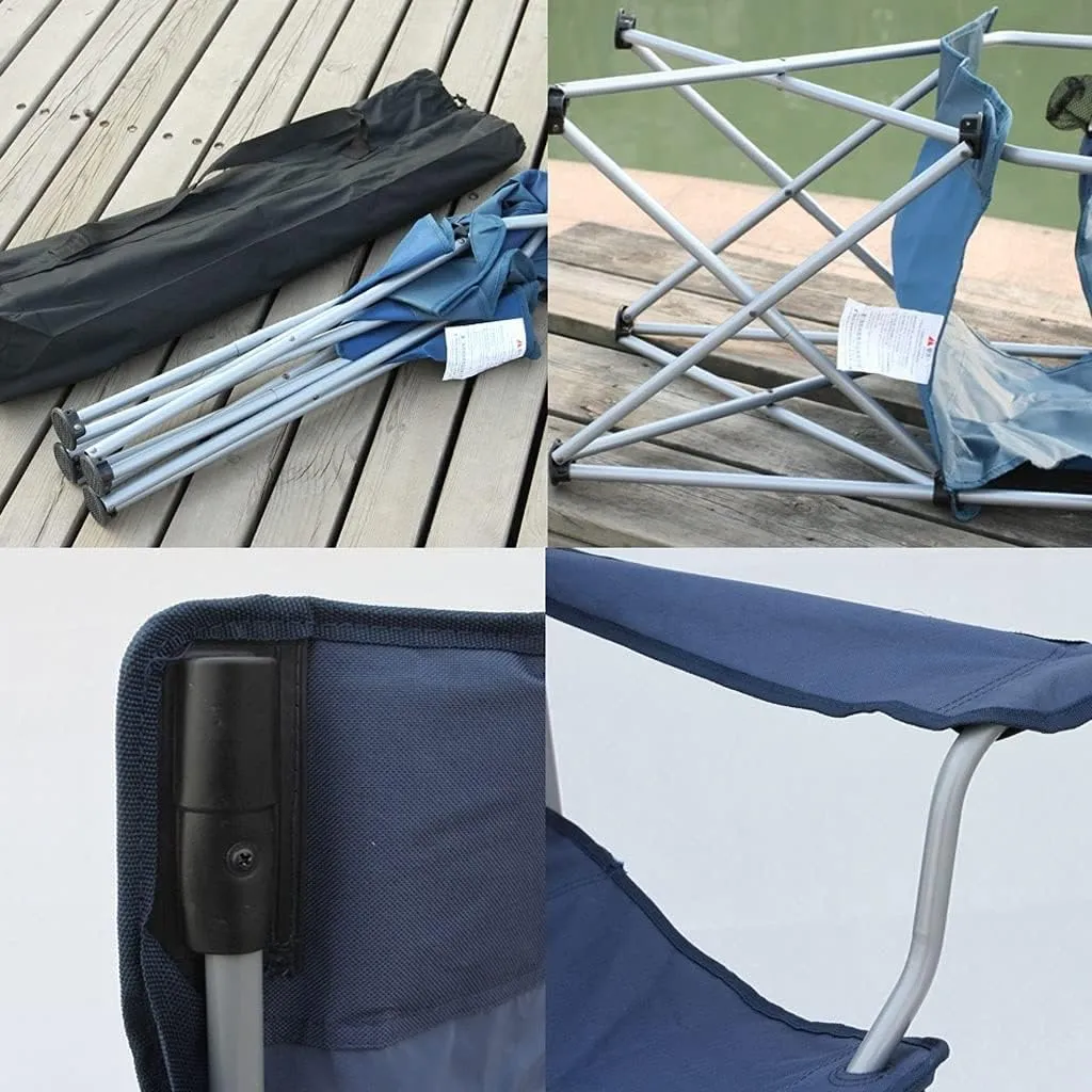 Outdoor Chair Folding Camping Chair Padded Camping Chairs Outdoor Folding Armchair With Cup Holder Beach Fishing Chair Portable Leisure High Backrest Chair Camping Chair Foldable Chair ( Color : Blue