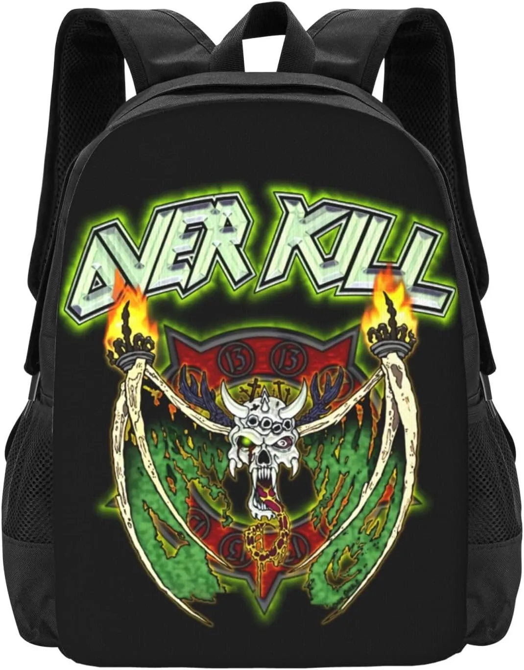 Overkill Band Backpack Large Capacity Leisure Travel Backpack Book Bag Outgoing Daypack 12.5x5.5x16.5 inch