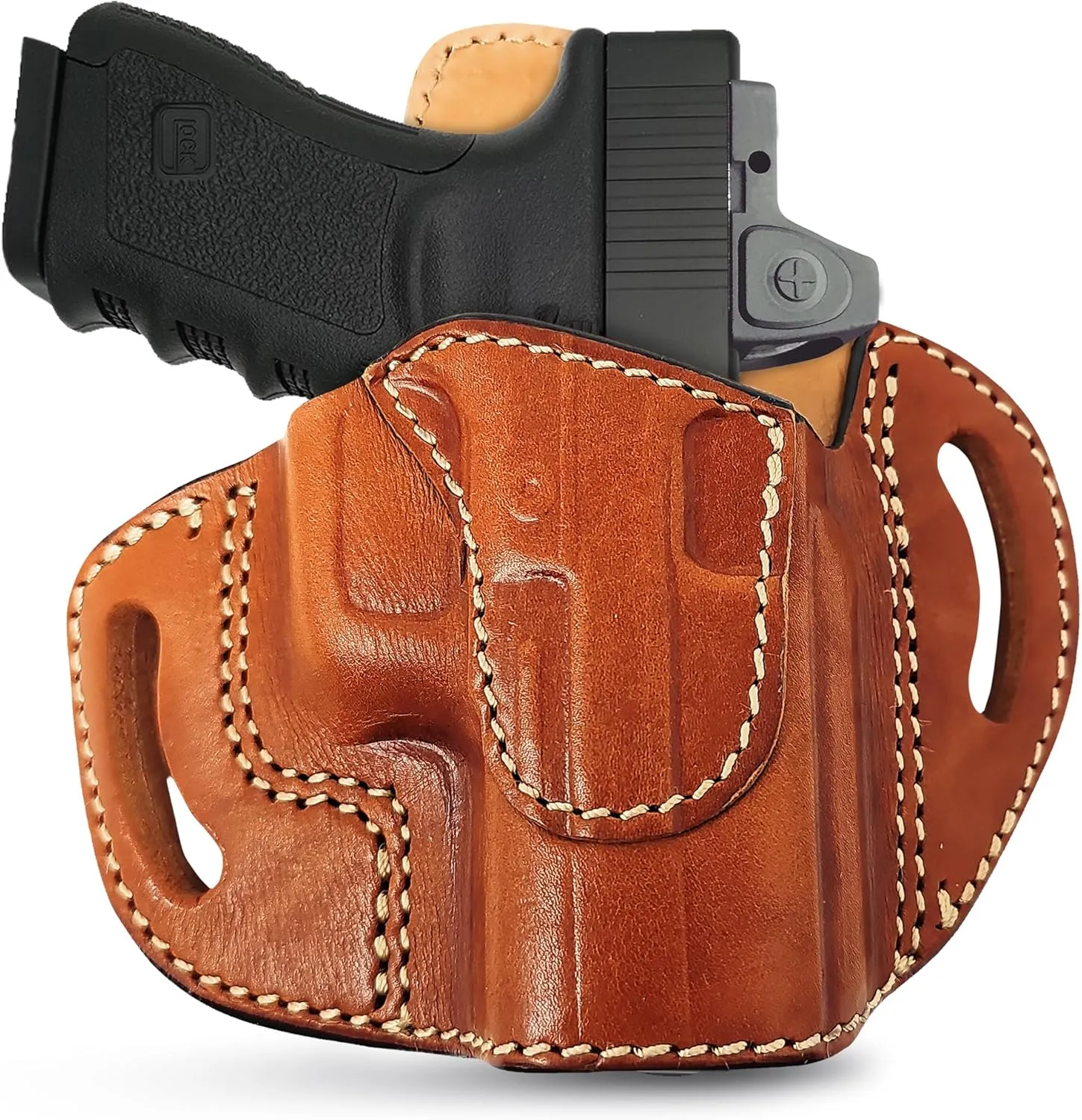 OWB Leather Holsters for Pistols Optic Ready Right Hand. Fits for Glock 19/30 / 30S / 39, Ruger, Springfield, S&W, Walther, Taurus, Beretta and Most 9mm Leather Gun Holsters