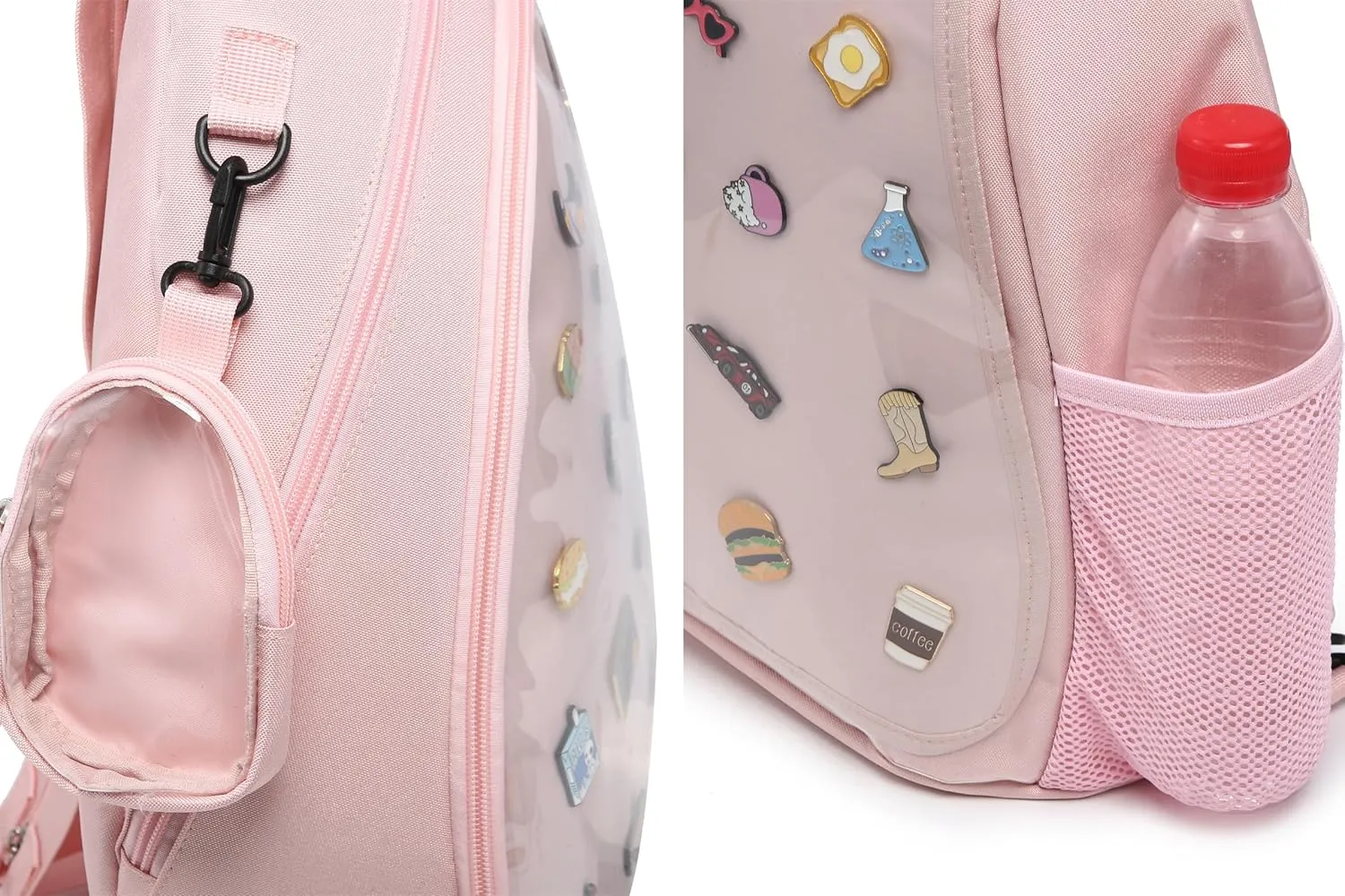 Oxford Ita Bag Kawaii Pin Display Chest Pack Single Shoulder Bag Sport Zipper Backpack Hiking Daypack, Large