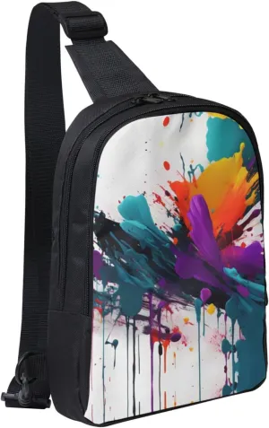 paint splatter Dual Pocket Chest Bag - Versatile Purse, Sling Purse - Ideal for Concerts, Sports, Travelling, & More