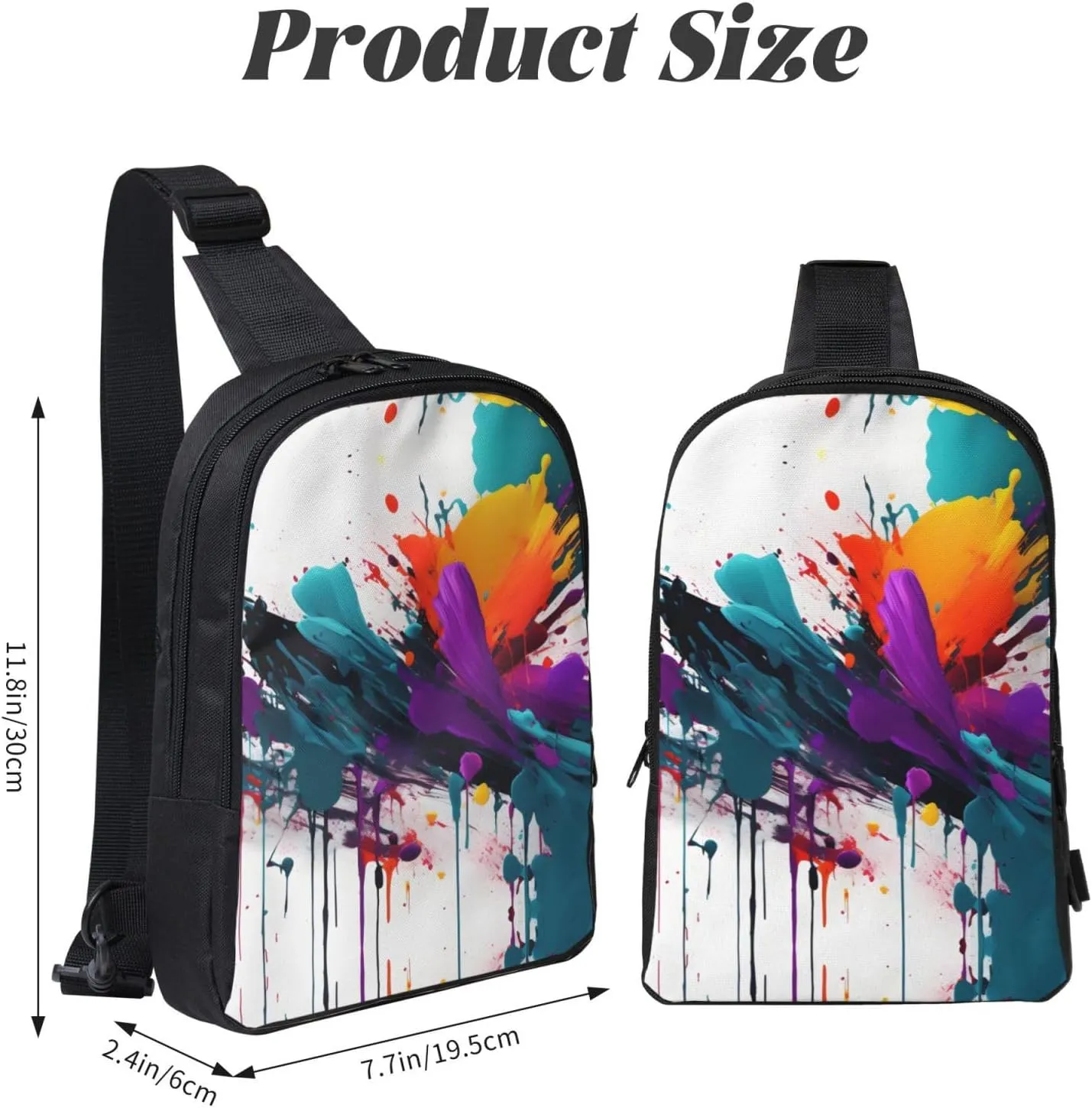 paint splatter Dual Pocket Chest Bag - Versatile Purse, Sling Purse - Ideal for Concerts, Sports, Travelling, & More