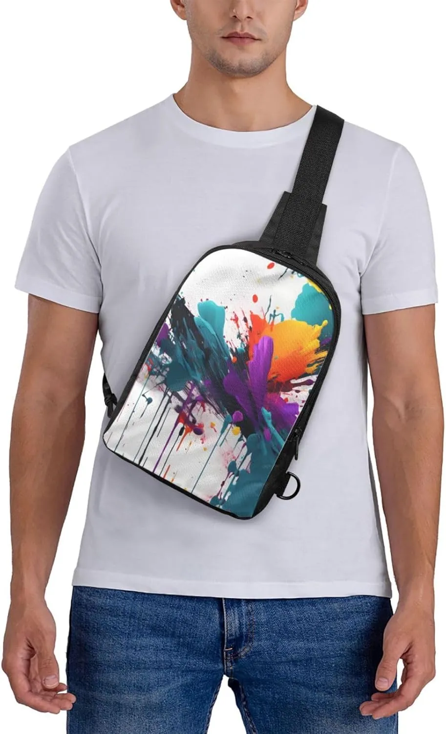 paint splatter Dual Pocket Chest Bag - Versatile Purse, Sling Purse - Ideal for Concerts, Sports, Travelling, & More