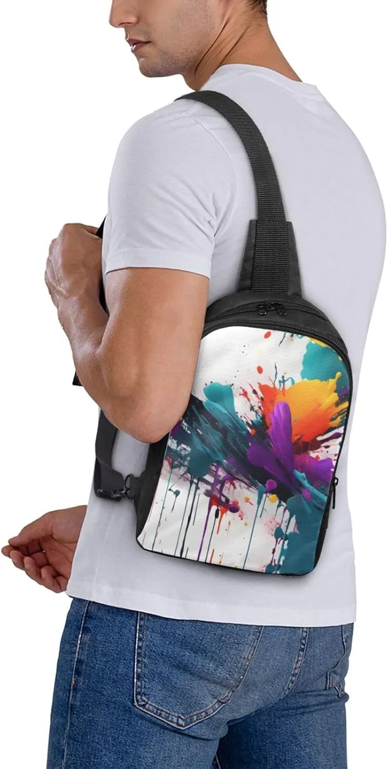 paint splatter Dual Pocket Chest Bag - Versatile Purse, Sling Purse - Ideal for Concerts, Sports, Travelling, & More