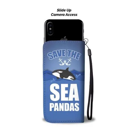Panda Whales Wallet Phone Case with RFID Blocker