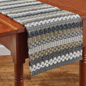 Park Designs Gray Striped Hartwick Chindi Table Runner 36''L