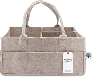 Parker Baby Diaper Caddy - Nursery Storage Bin and Car Organizer for Diapers and Baby Wipes - Large, Oatmeal