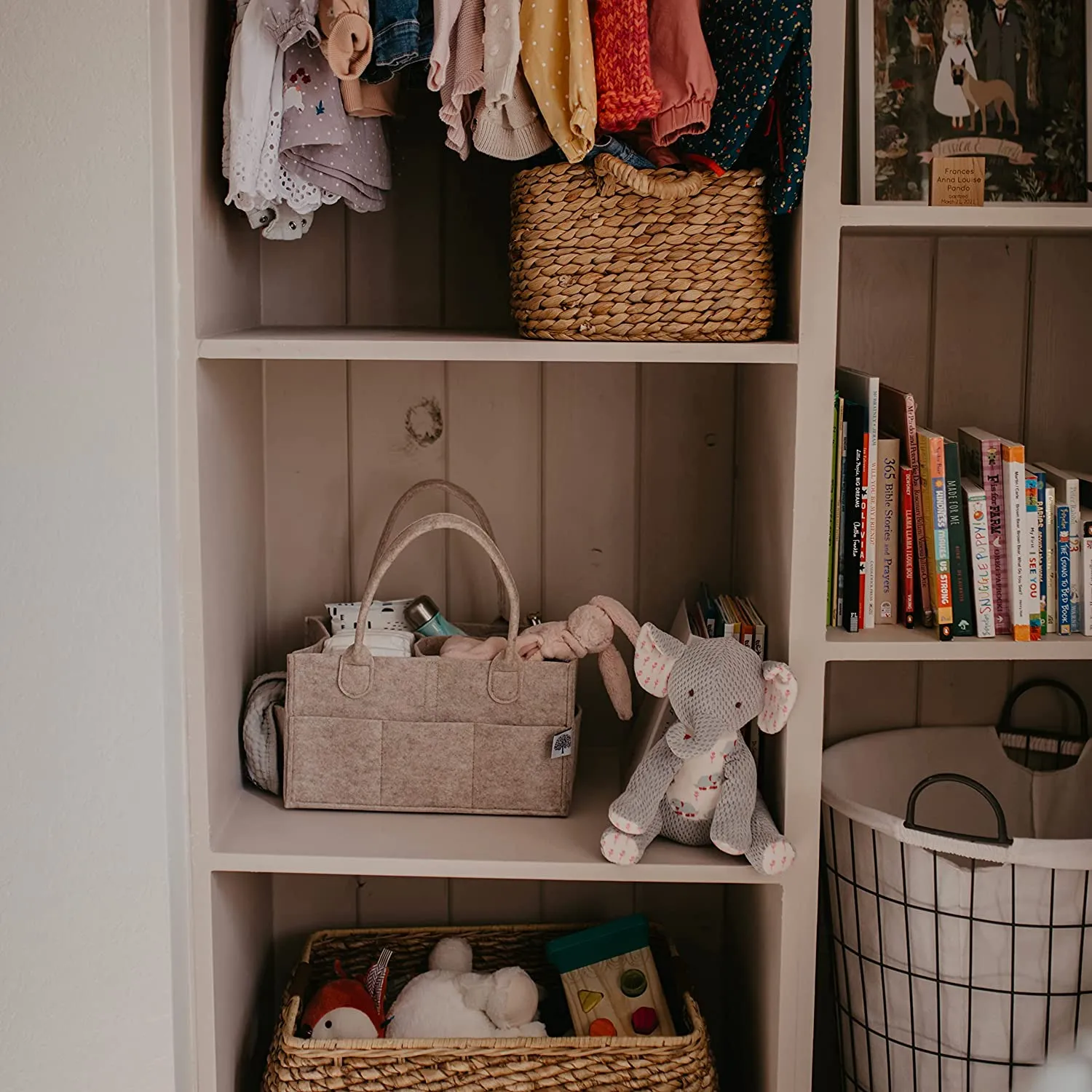 Parker Baby Diaper Caddy - Nursery Storage Bin and Car Organizer for Diapers and Baby Wipes - Large, Oatmeal