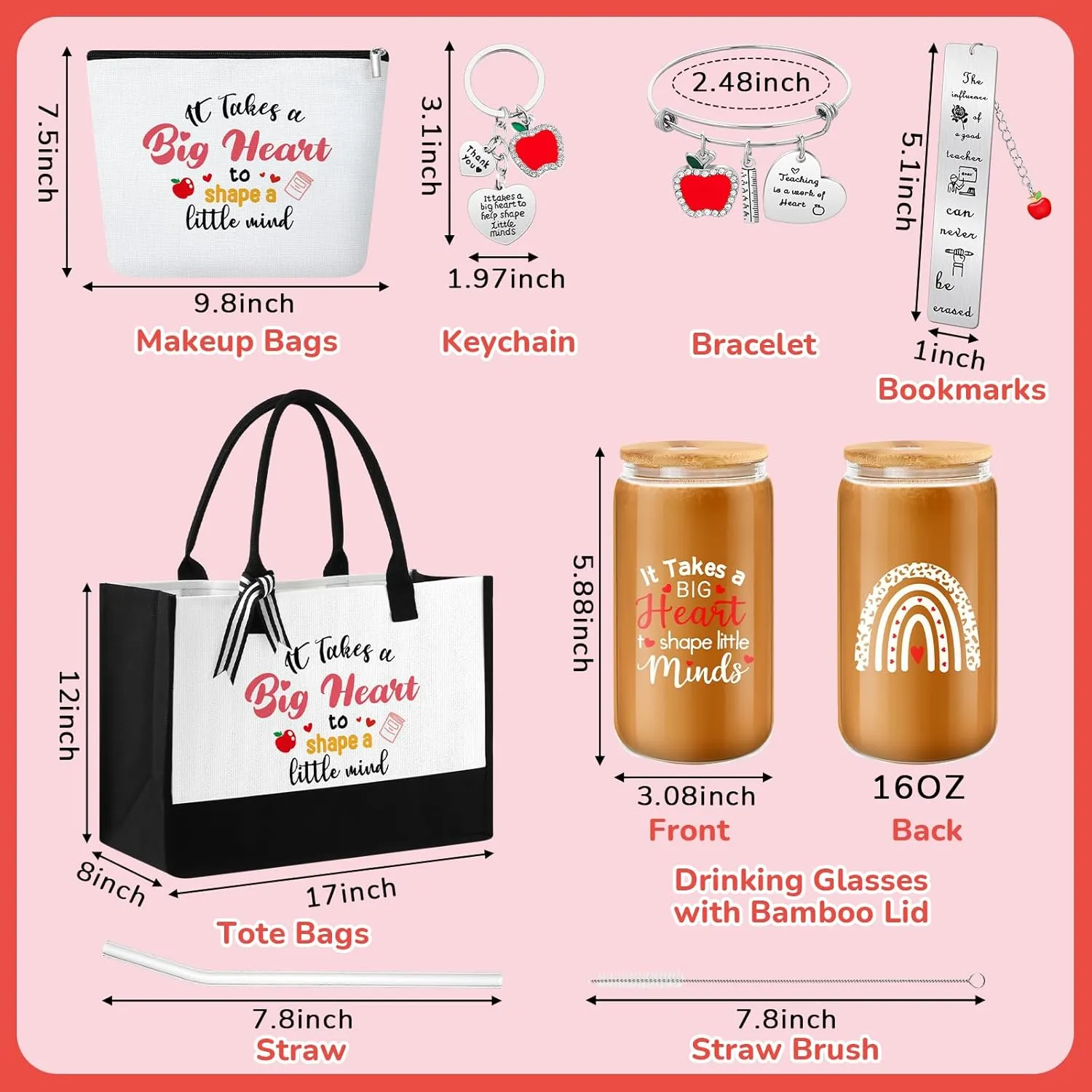 Paterr 6 Pcs Teacher Appreciation Gifts for Women Thank You Inspirational Gifts in Bulk for Teacher Mentor Parents Tote Bags