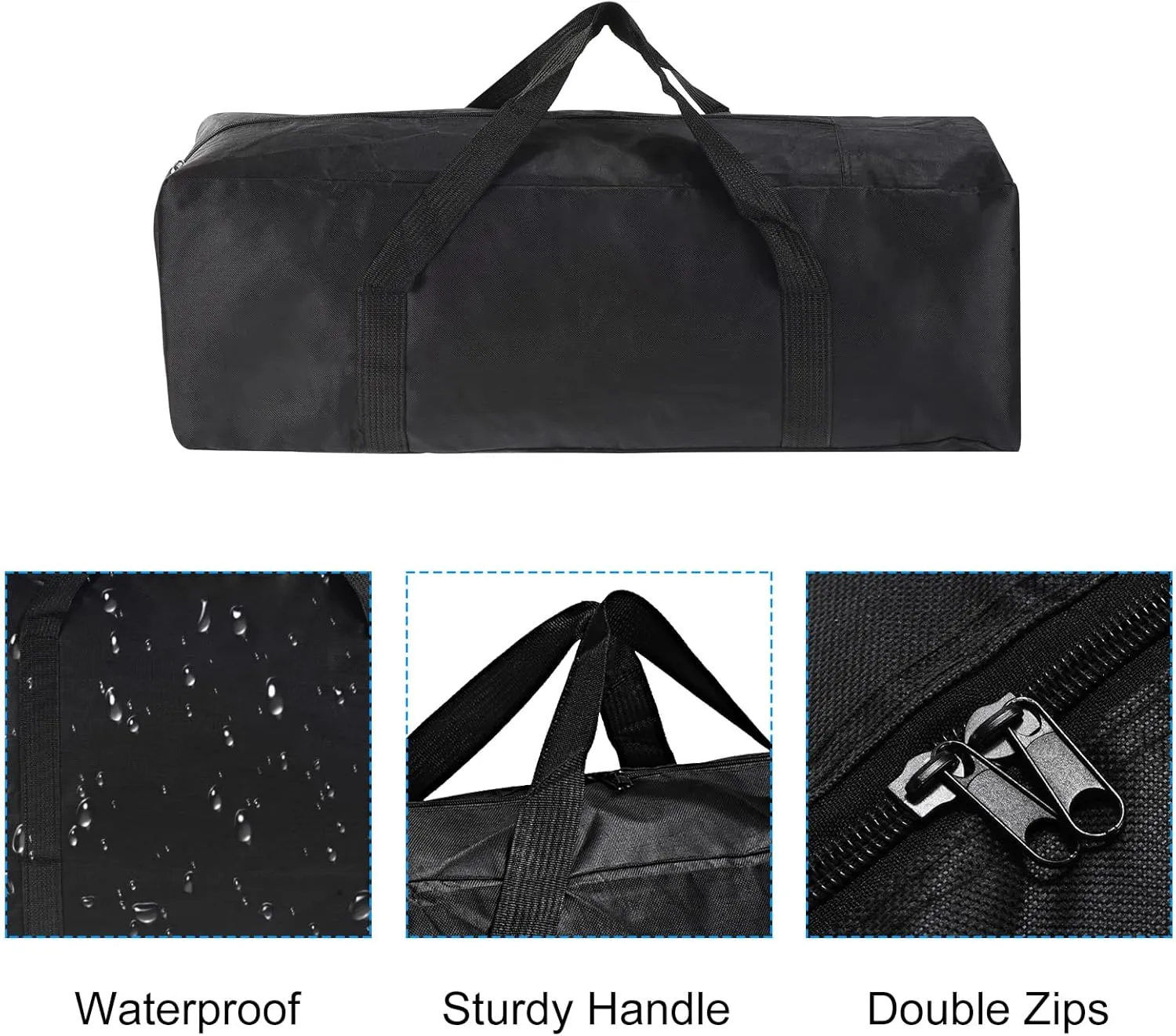 PATIKIL 26" Camp Chair Replacement Bag, Medium Storage Duffle Bag Waterproof Moving Bag with Zipper Foldable Canvas Tote Bag for Travel Camping, Black (26"x7.8"x8.7")