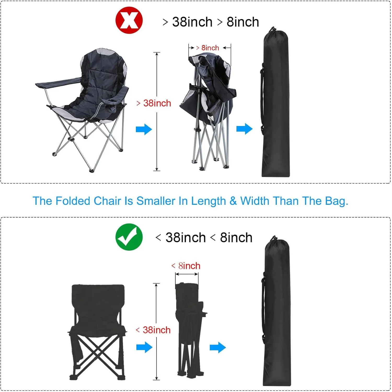 PATIKIL 38x10 Inch Camp Chair Replacement Bag, 3 Pack Nylon Folding Camping Chair Carry Bag Tripod Case Bag with Handle for Outdoor Camping, Black
