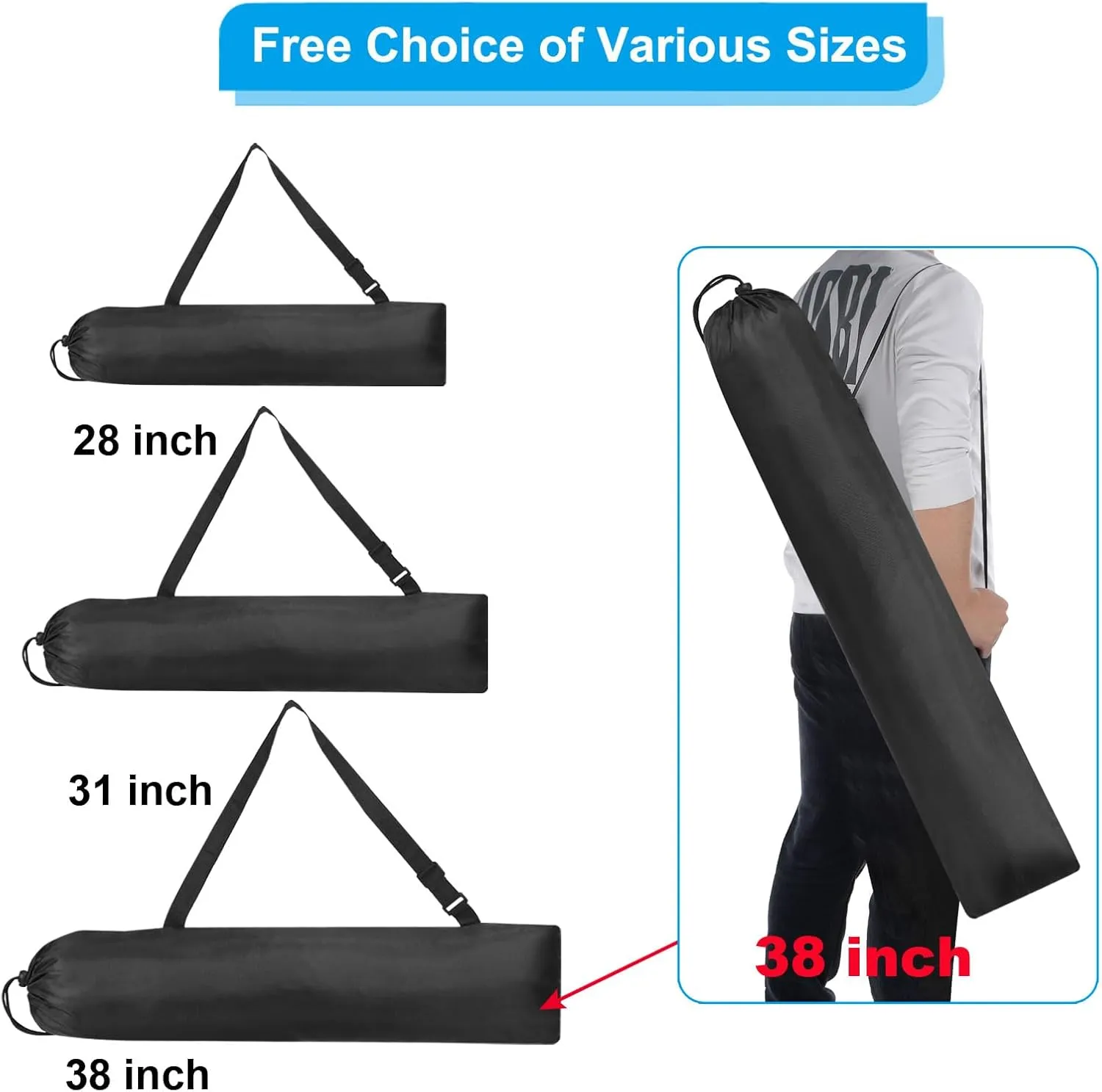 PATIKIL 38x10 Inch Camp Chair Replacement Bag, 3 Pack Nylon Folding Camping Chair Carry Bag Tripod Case Bag with Handle for Outdoor Camping, Black