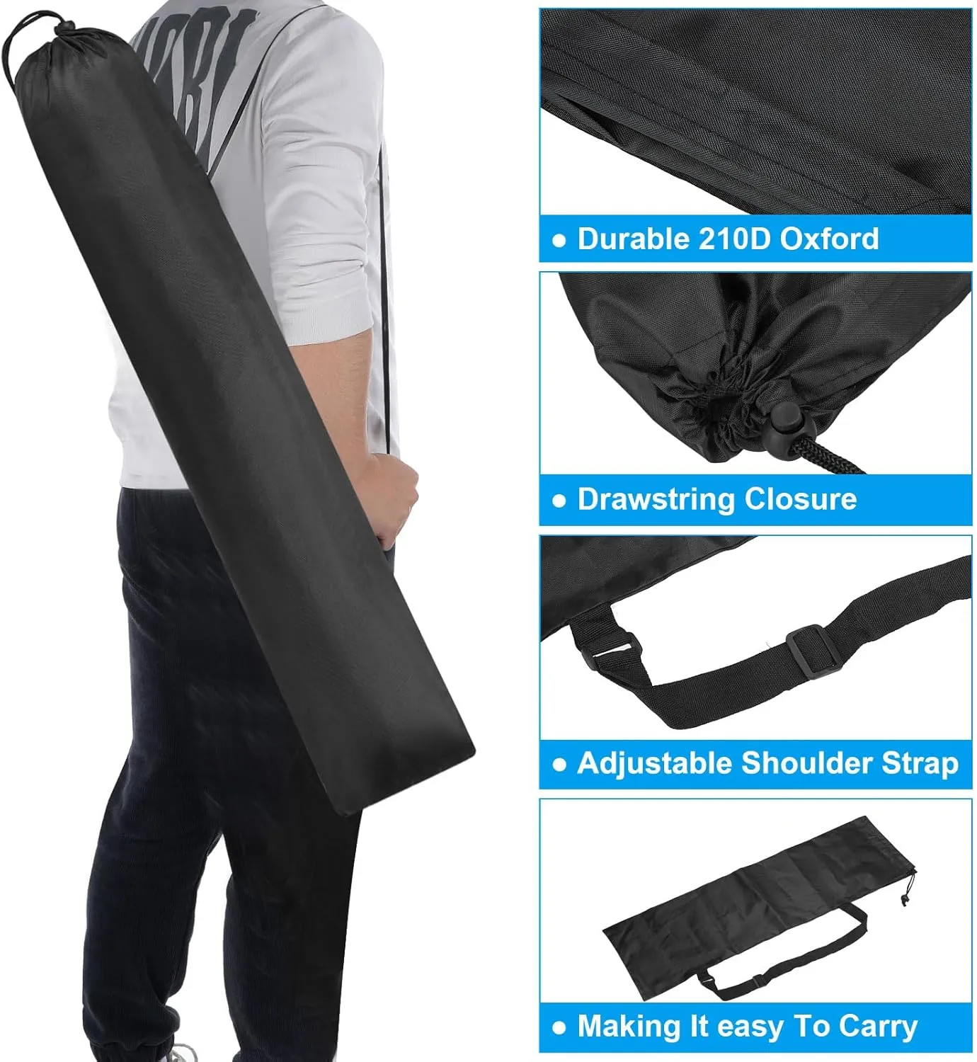 PATIKIL 38x10 Inch Camp Chair Replacement Bag, 3 Pack Nylon Folding Camping Chair Carry Bag Tripod Case Bag with Handle for Outdoor Camping, Black