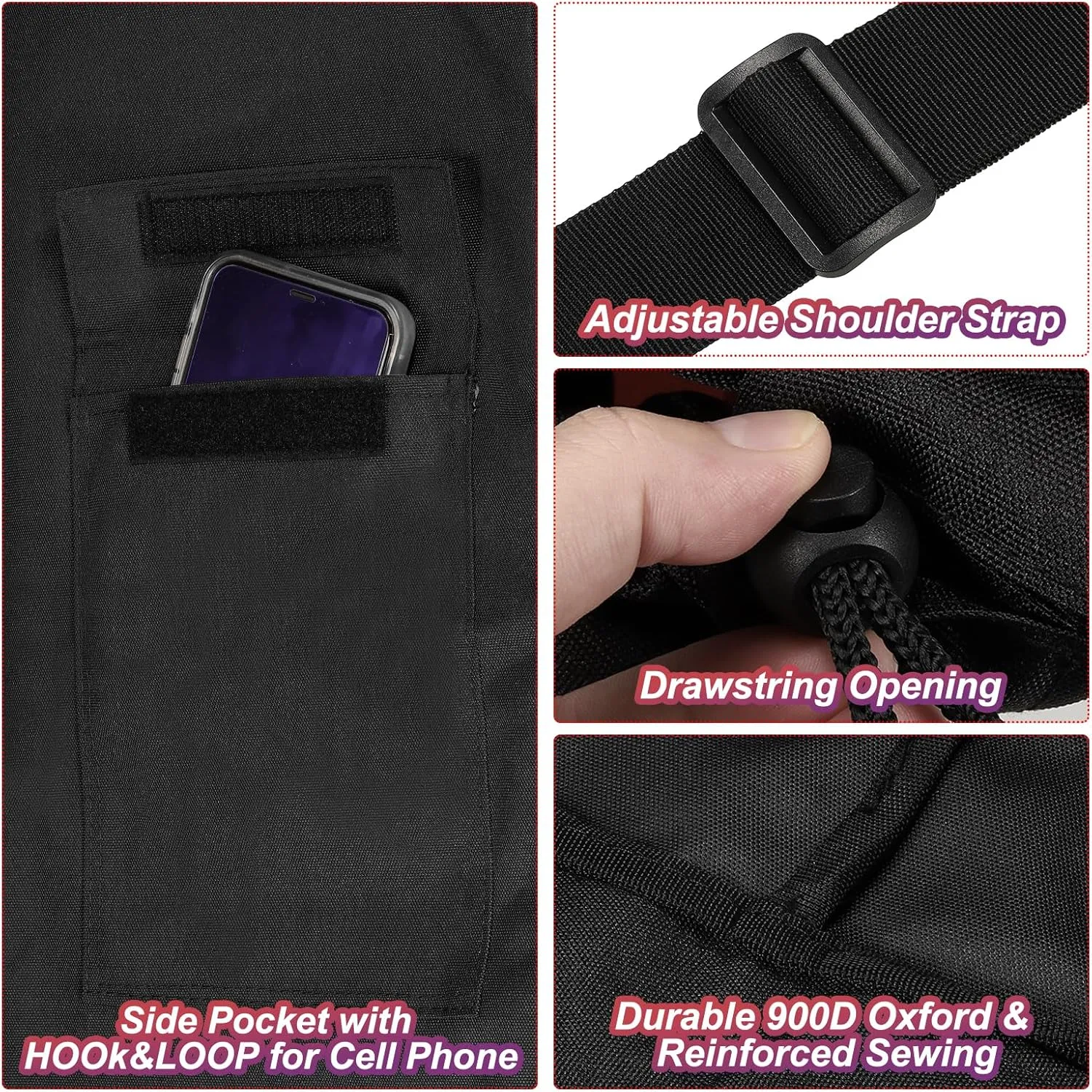 PATIKIL 47 Inch Camp Chair Replacement Bag, Foldable Camping Chair Bag 900D Oxford Large Mouth Carry Bag with Adjustable Shoulder Strap & Side Pocket for Outdoor Camping, Black