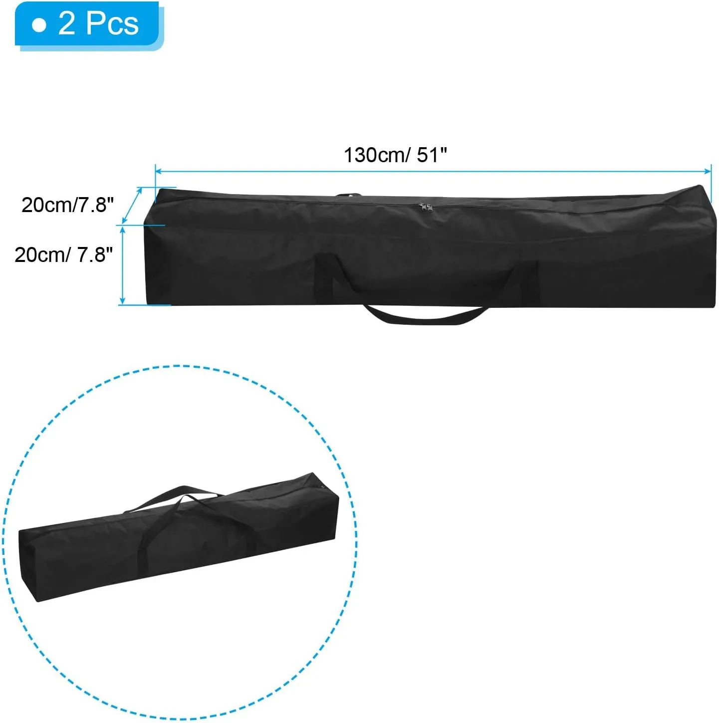 PATIKIL 51 Inch Camp Chair Replacement Bag, 2 Pack Nylon Folding Carrying Storage Bag for Beach With Large Zipper Shoulder Strap for Camping Travel, Black