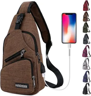Peicees Travel Gym Bike Sling Bag Shoulder Backpack Daypack w/USB Charging Port