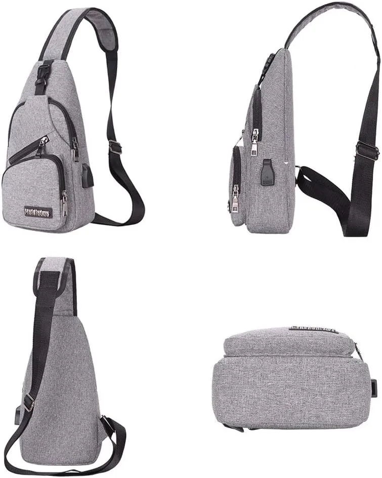 Peicees Travel Gym Bike Sling Bag Shoulder Backpack Daypack w/USB Charging Port