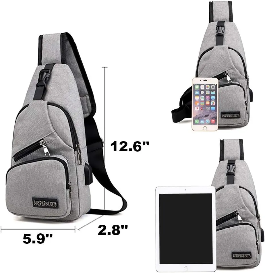 Peicees Travel Gym Bike Sling Bag Shoulder Backpack Daypack w/USB Charging Port