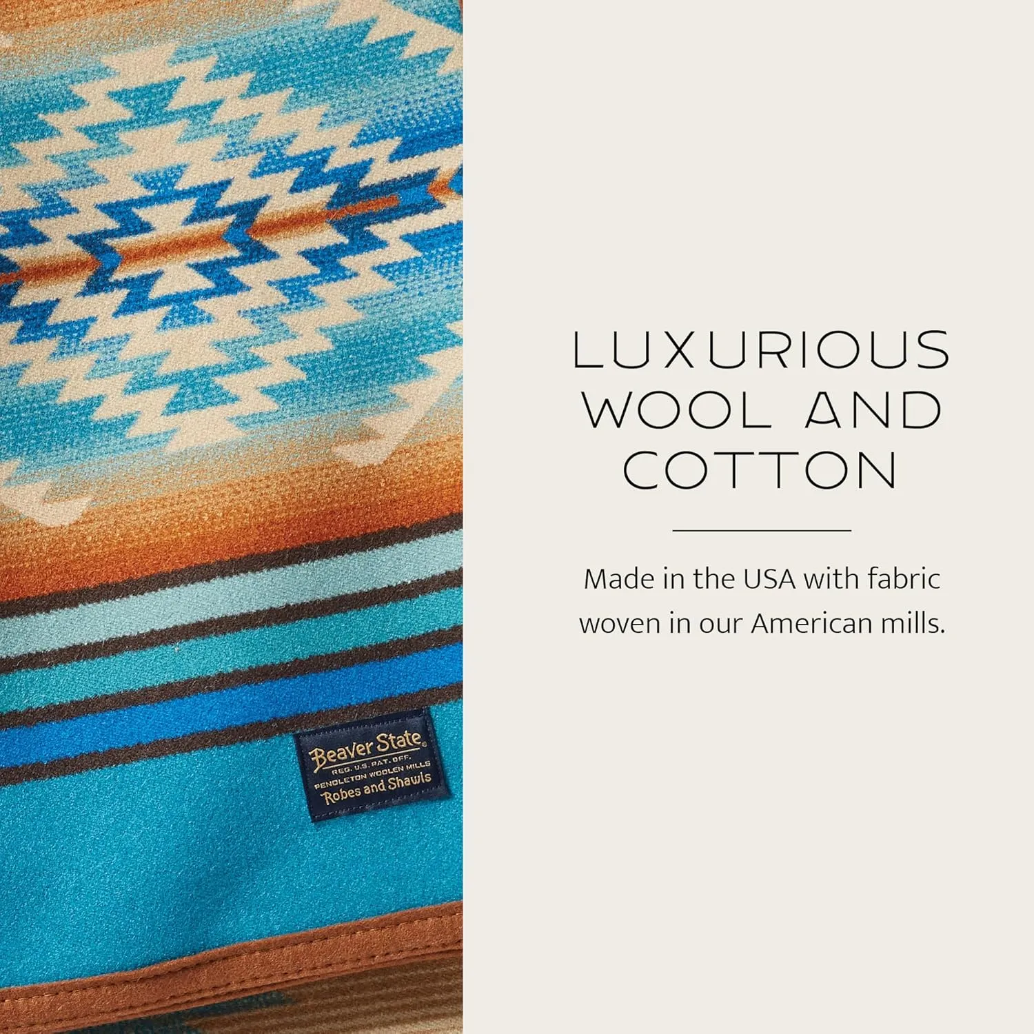 PENDLETON Jacquard Unnapped Blanket 64" x 80" - Wool Cotton, Reversible, Lightweight, Soft, Ultrasuede Binding, Packable Throw for Home and Travel
