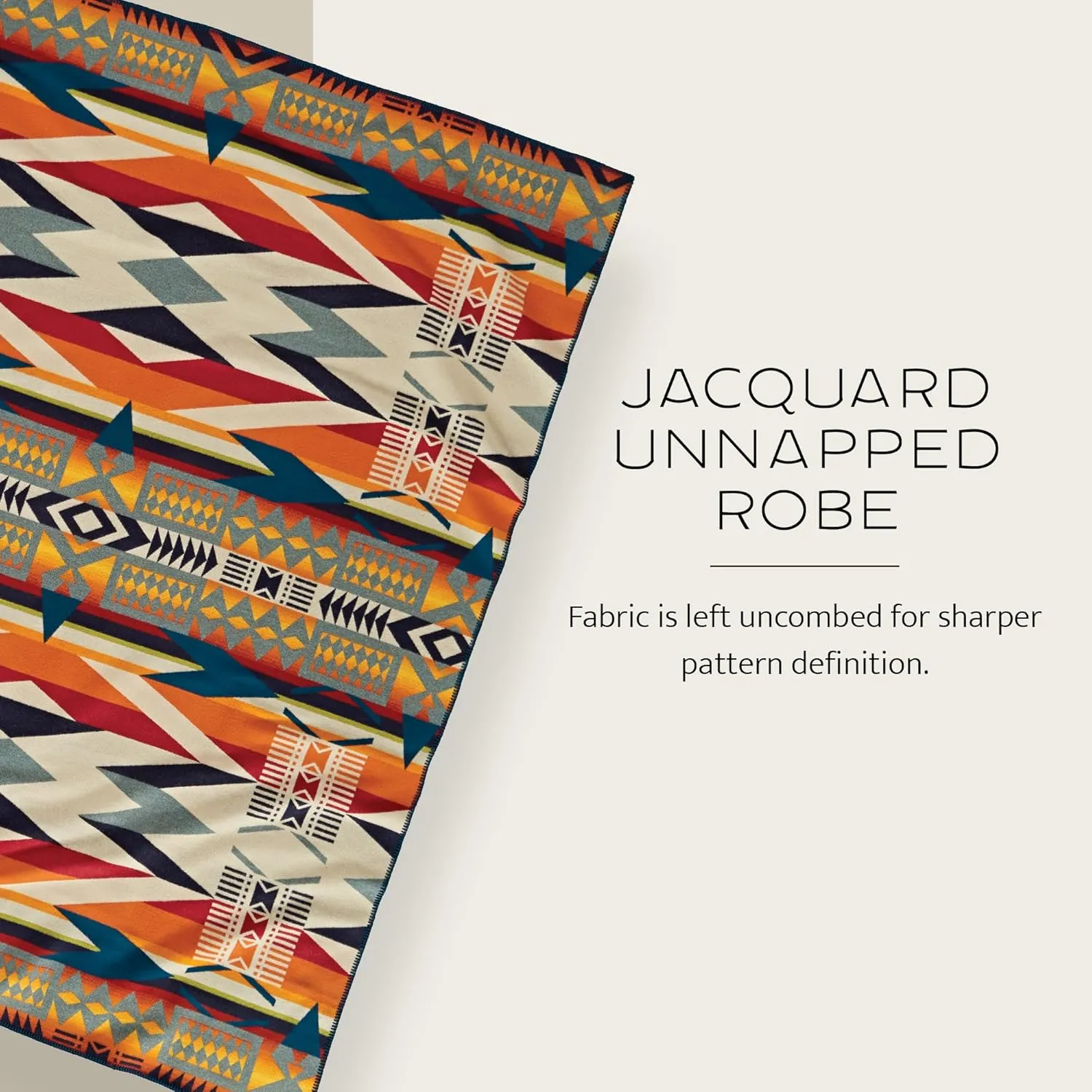 PENDLETON Jacquard Unnapped Blanket 64" x 80" - Wool Cotton, Reversible, Lightweight, Soft, Ultrasuede Binding, Packable Throw for Home and Travel