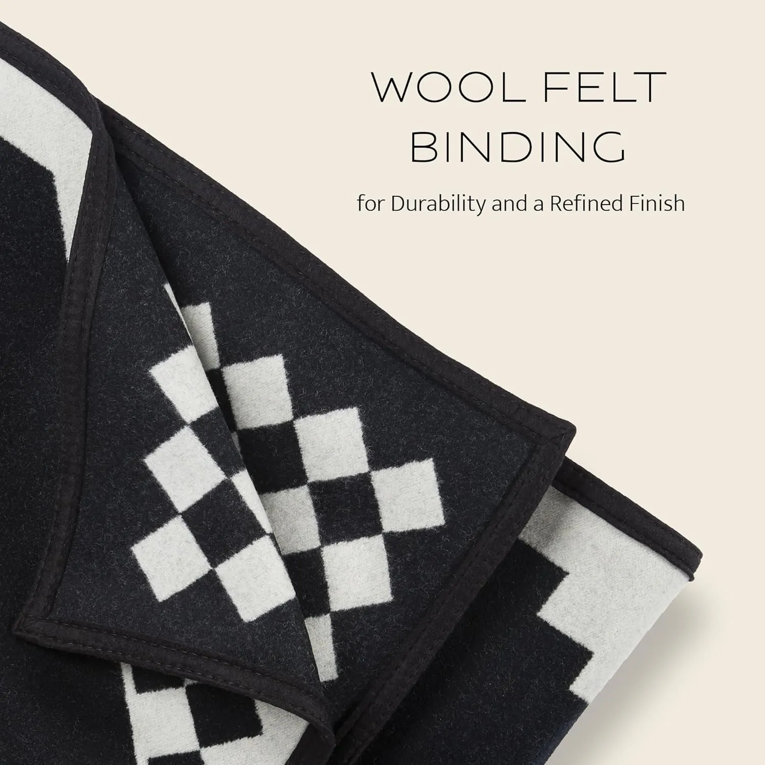 PENDLETON Jacquard Unnapped Blanket 64" x 80" - Wool Cotton, Reversible, Lightweight, Soft, Ultrasuede Binding, Packable Throw for Home and Travel