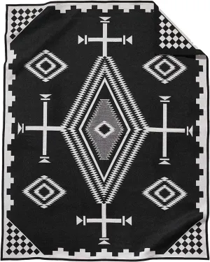 PENDLETON Jacquard Unnapped Blanket 64" x 80" - Wool Cotton, Reversible, Lightweight, Soft, Ultrasuede Binding, Packable Throw for Home and Travel