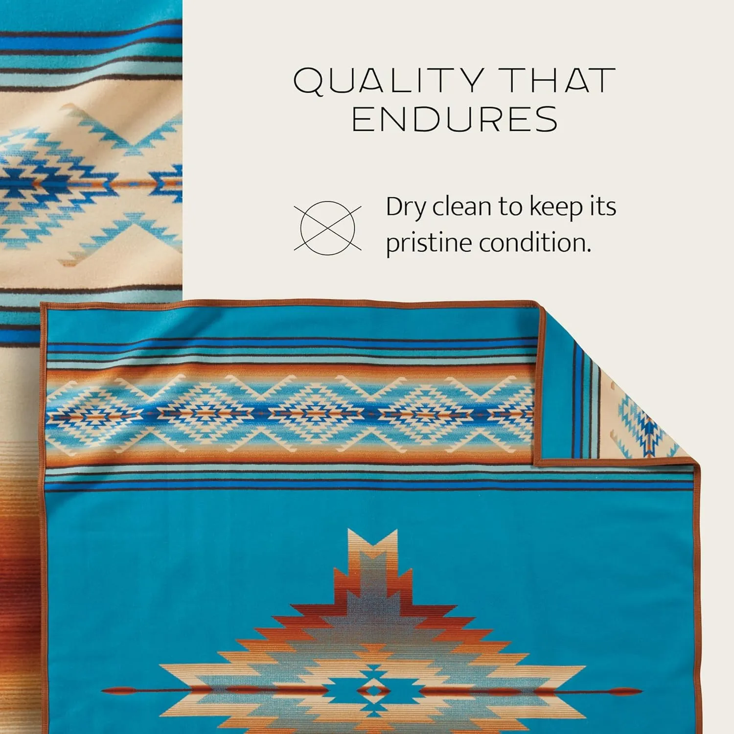 PENDLETON Jacquard Unnapped Blanket 64" x 80" - Wool Cotton, Reversible, Lightweight, Soft, Ultrasuede Binding, Packable Throw for Home and Travel