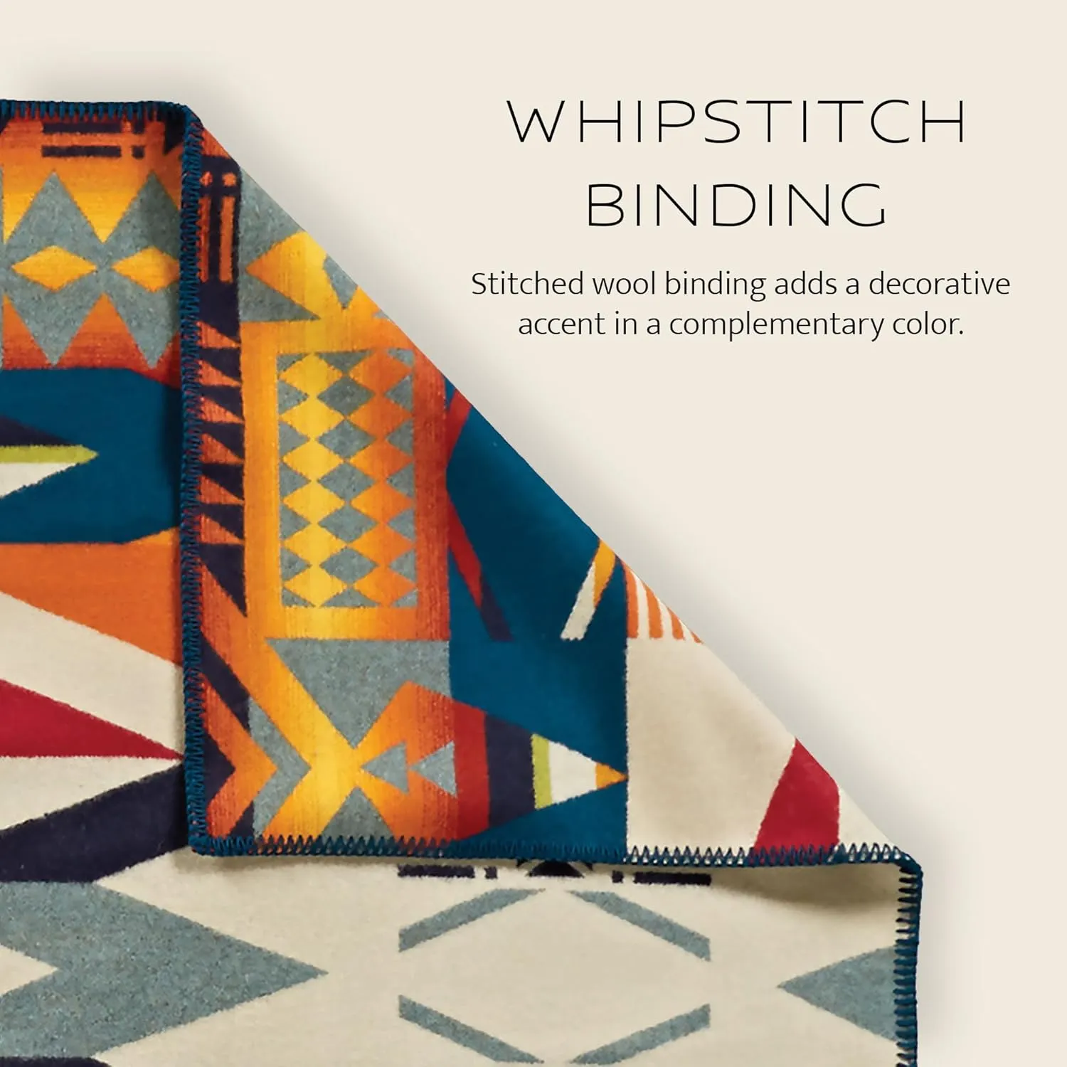 PENDLETON Jacquard Unnapped Blanket 64" x 80" - Wool Cotton, Reversible, Lightweight, Soft, Ultrasuede Binding, Packable Throw for Home and Travel