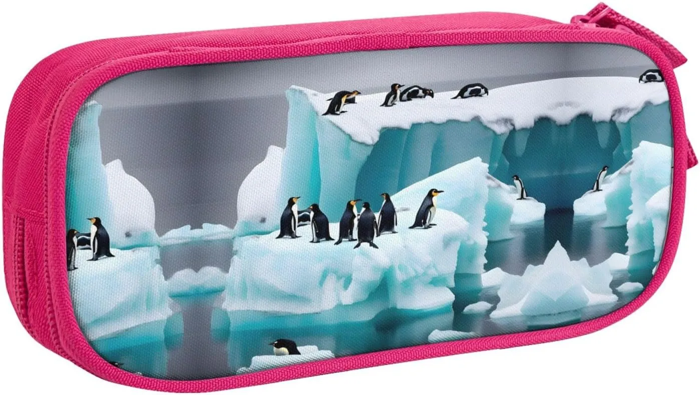 Penguins On The Iceberg Pencil Case Large Capacity Pencil Pouch Pen Bag, Stationery Pouch Pen Case for Office
