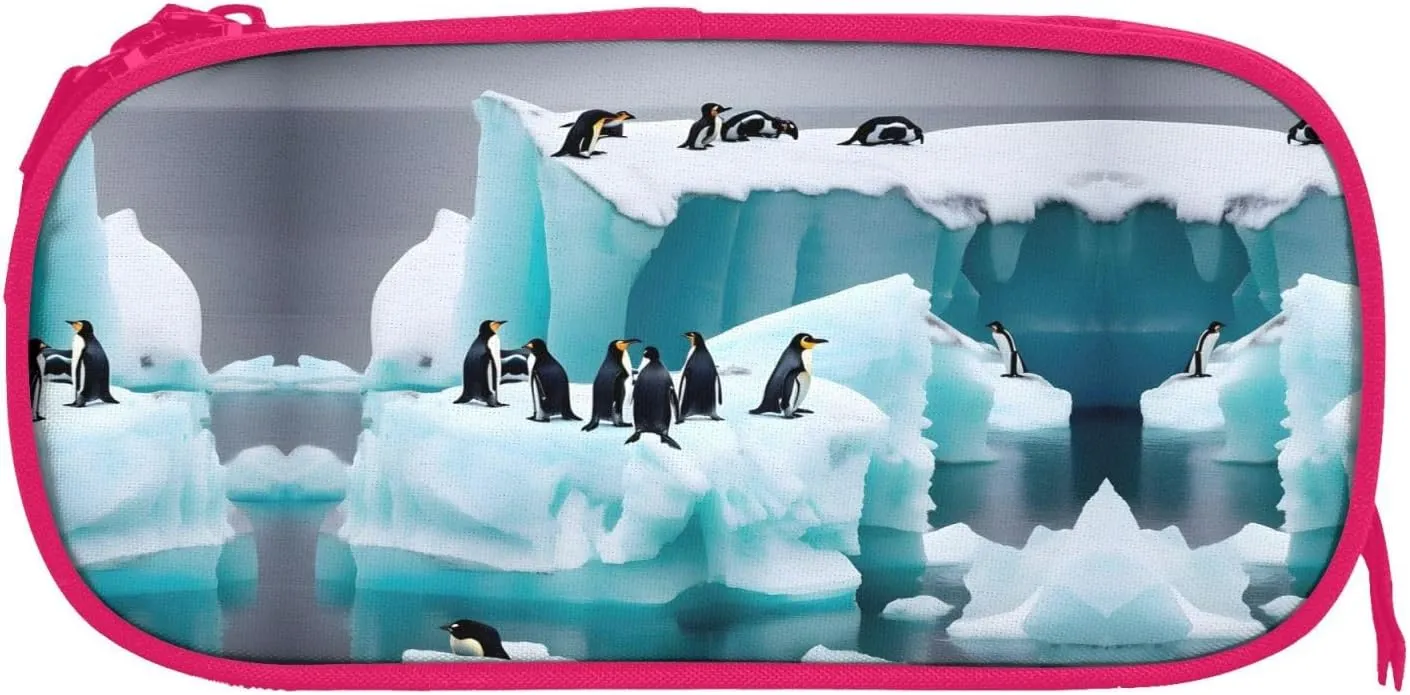 Penguins On The Iceberg Pencil Case Large Capacity Pencil Pouch Pen Bag, Stationery Pouch Pen Case for Office
