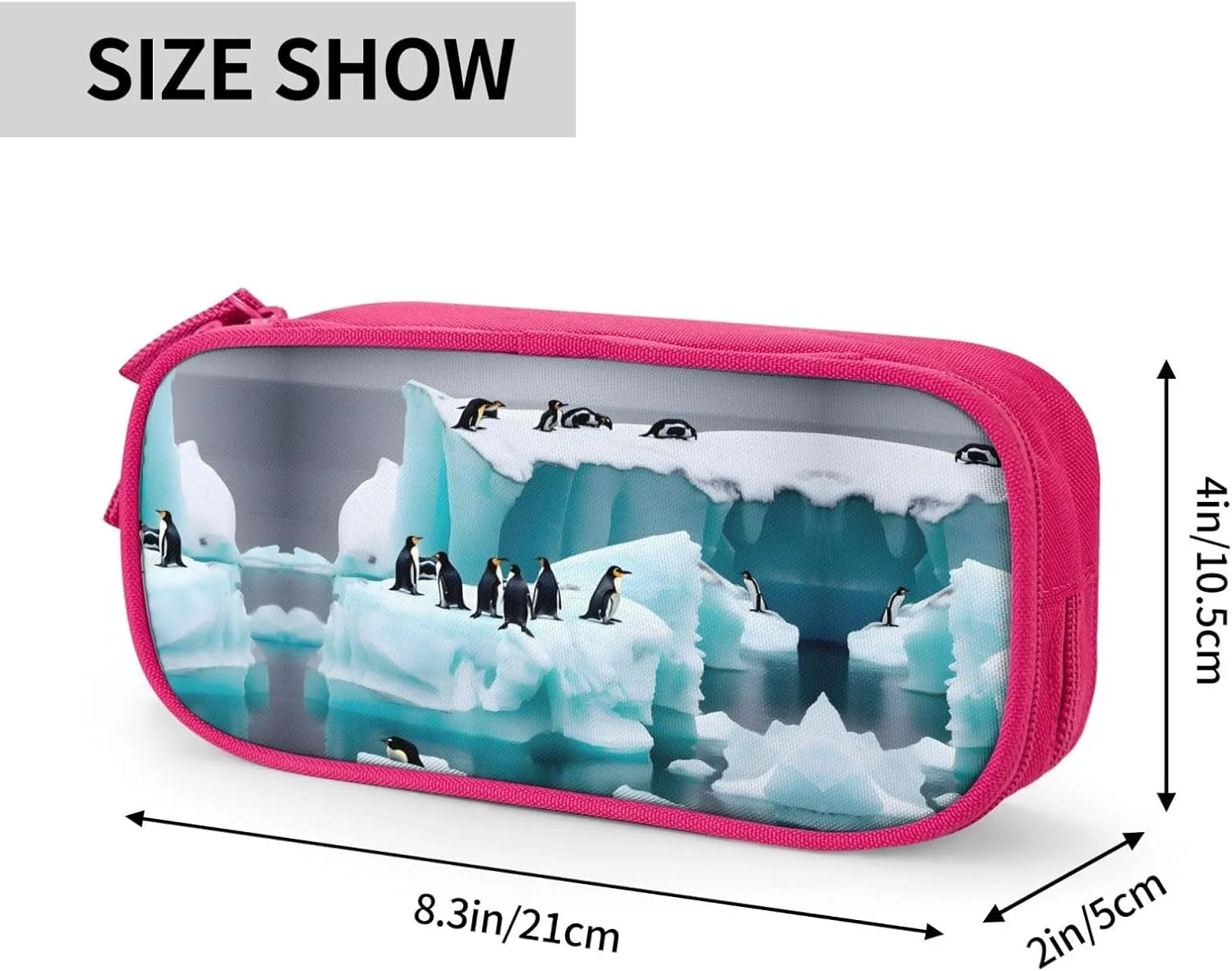 Penguins On The Iceberg Pencil Case Large Capacity Pencil Pouch Pen Bag, Stationery Pouch Pen Case for Office