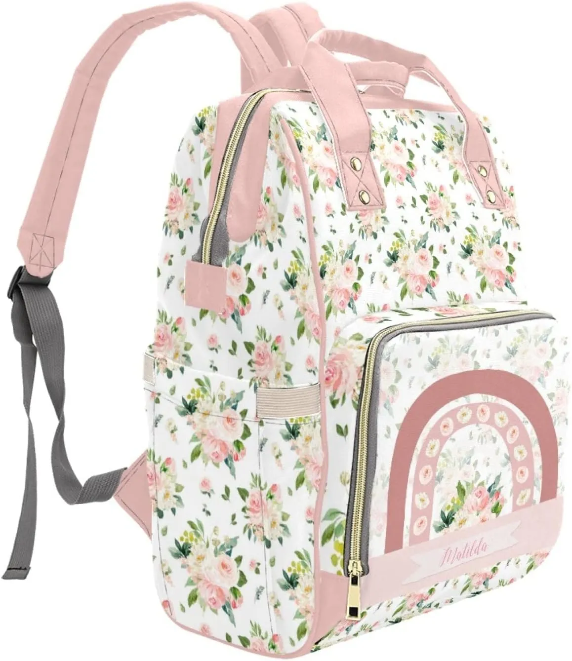 Personalized Cute Cow Diaper Bag for Women, Custom Name Nursing Mommy Daypack, Diaper Bag for Baby Boy Girl, New Mom Gifts
