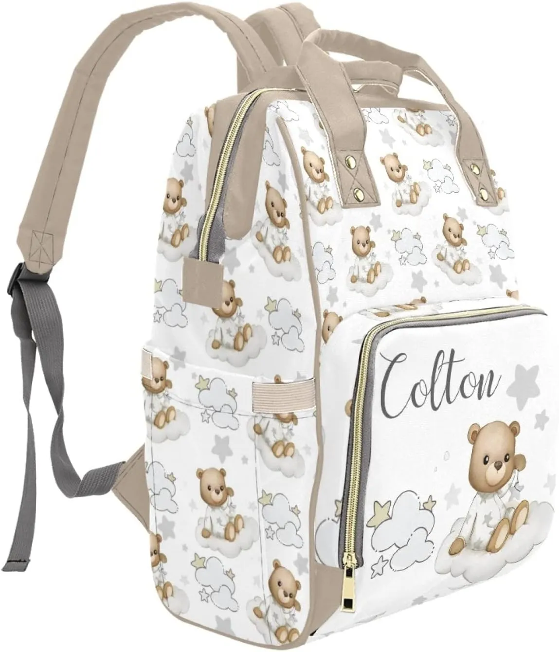 Personalized Cute Cow Diaper Bag for Women, Custom Name Nursing Mommy Daypack, Diaper Bag for Baby Boy Girl, New Mom Gifts
