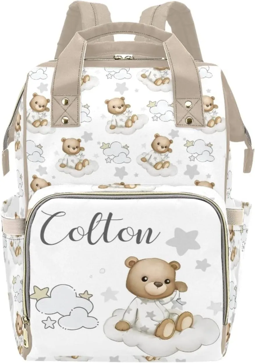 Personalized Cute Cow Diaper Bag for Women, Custom Name Nursing Mommy Daypack, Diaper Bag for Baby Boy Girl, New Mom Gifts