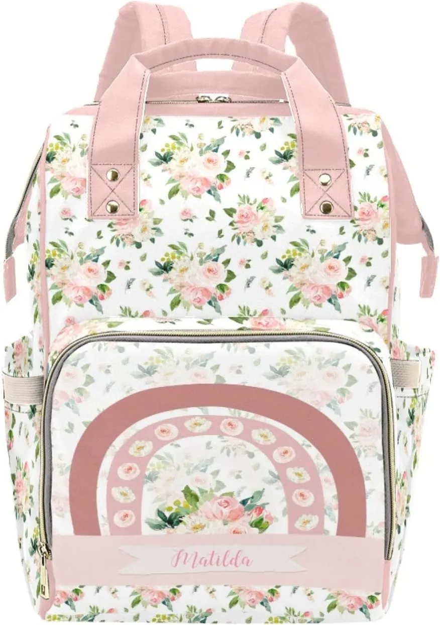 Personalized Cute Cow Diaper Bag for Women, Custom Name Nursing Mommy Daypack, Diaper Bag for Baby Boy Girl, New Mom Gifts