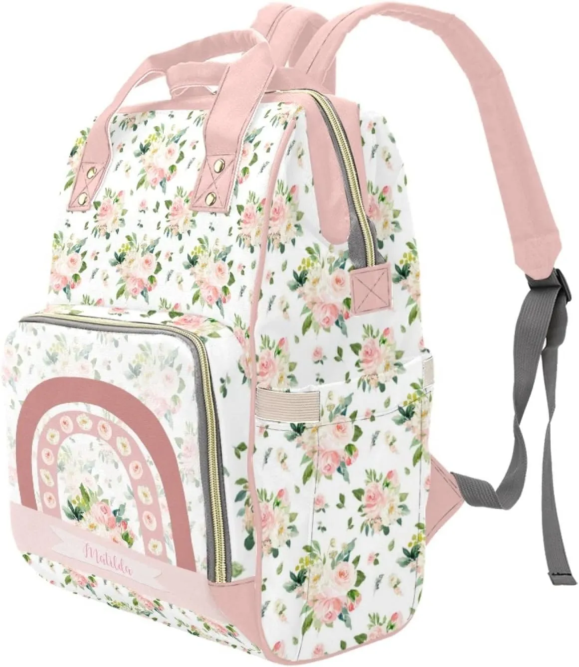 Personalized Cute Cow Diaper Bag for Women, Custom Name Nursing Mommy Daypack, Diaper Bag for Baby Boy Girl, New Mom Gifts