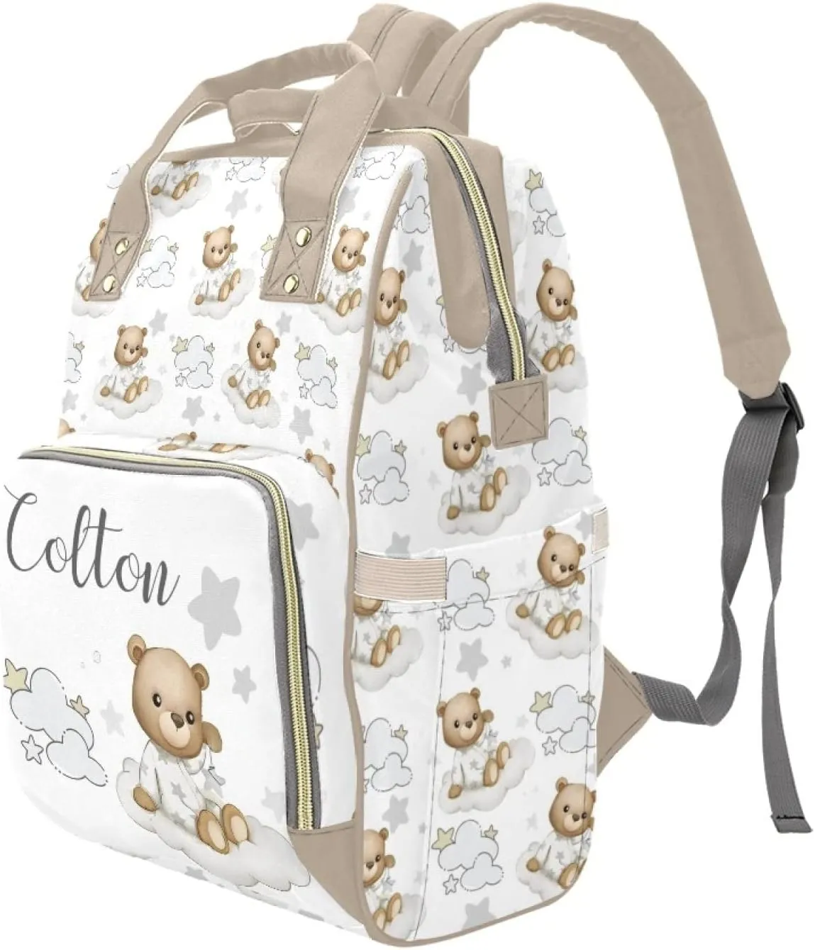 Personalized Cute Cow Diaper Bag for Women, Custom Name Nursing Mommy Daypack, Diaper Bag for Baby Boy Girl, New Mom Gifts
