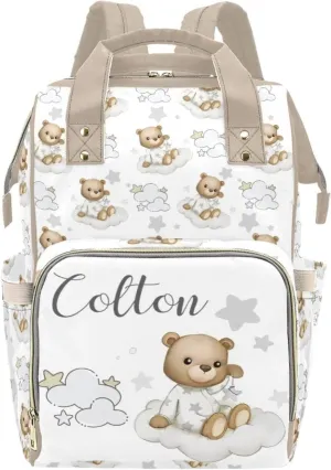 Personalized Cute Cow Diaper Bag for Women, Custom Name Nursing Mommy Daypack, Diaper Bag for Baby Boy Girl, New Mom Gifts