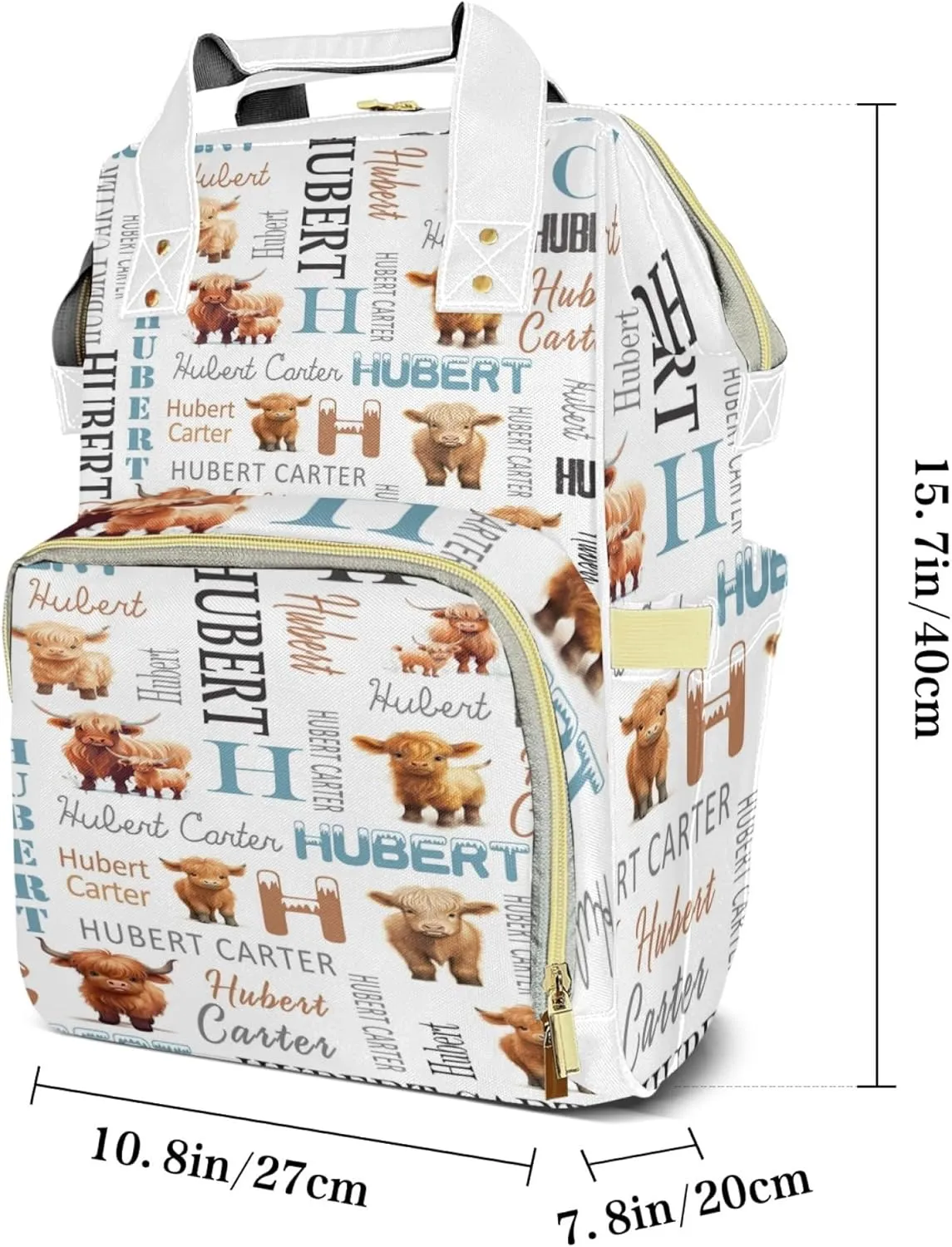 Personalized Diaper Backpack with Name, Custom Highland Cow Baby Backpack Diaper Bag, Boy Girl Multifunctional Mommy Bag