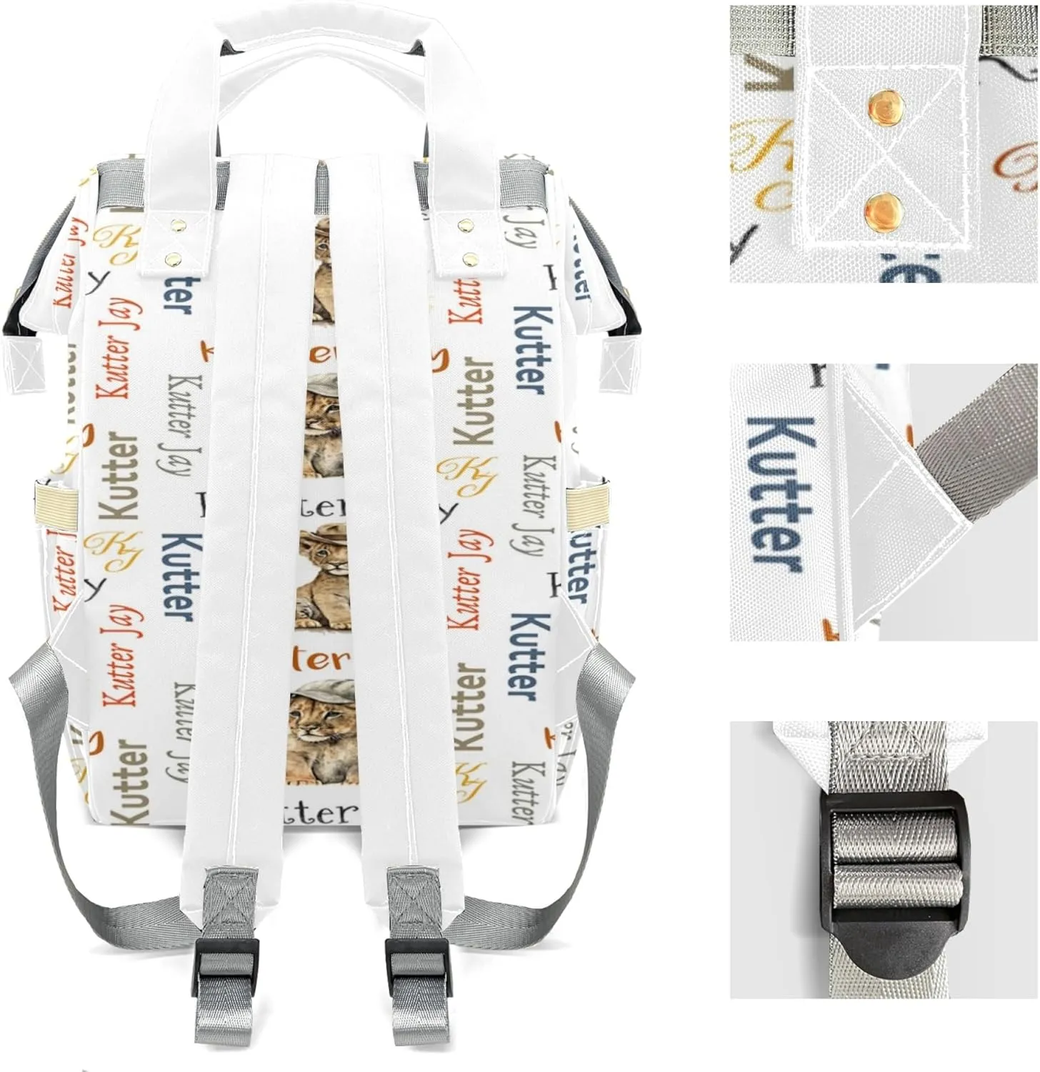 Personalized Diaper Backpack with Name, Custom Lion Baby Backpack Diaper Bag, Boy Girl Multifunctional Mommy Bag