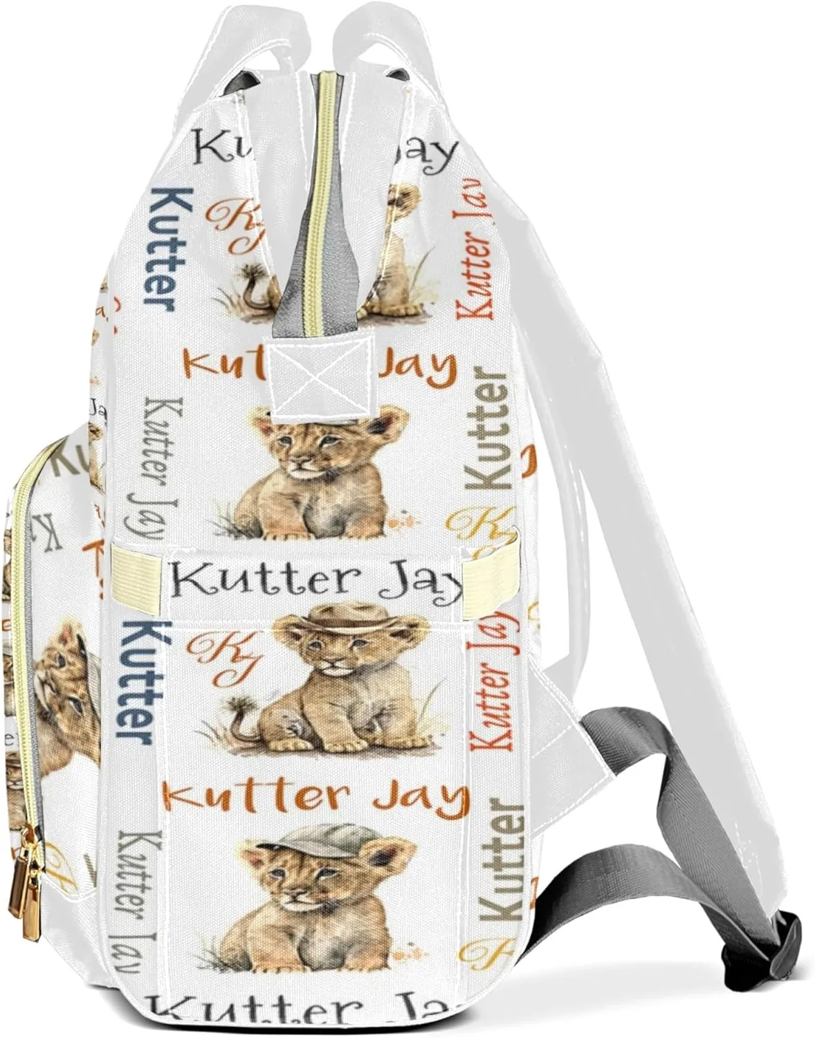 Personalized Diaper Backpack with Name, Custom Lion Baby Backpack Diaper Bag, Boy Girl Multifunctional Mommy Bag